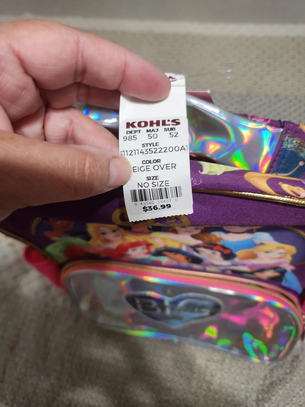 Kohl's Kids Holographic Silver 'Dream' Heart Backpack with Gold Accents